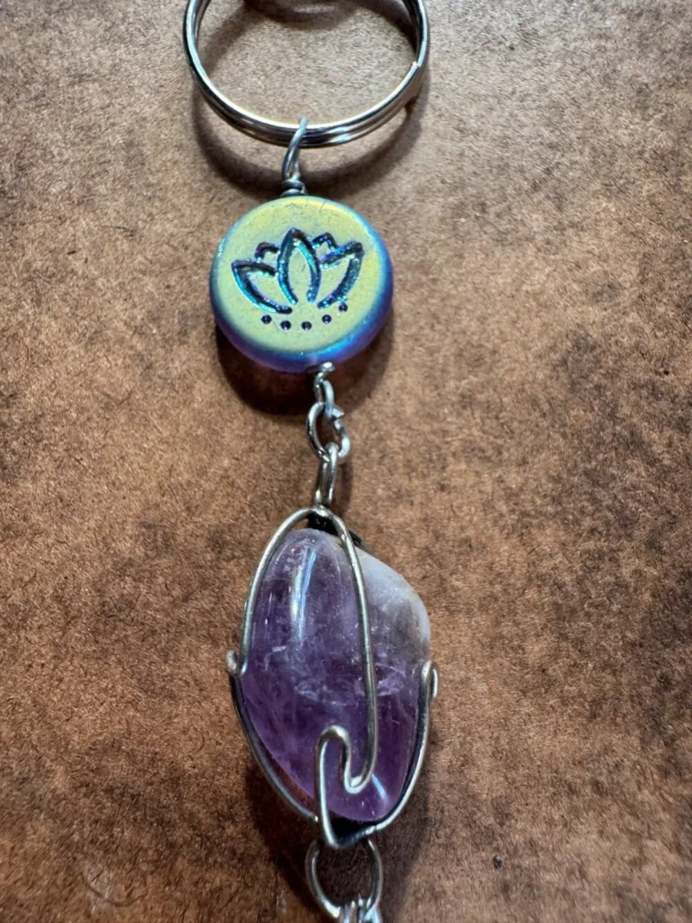 Boho keychain/pro charm with amethyst
